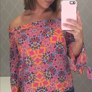 Off the shoulder printed blouse